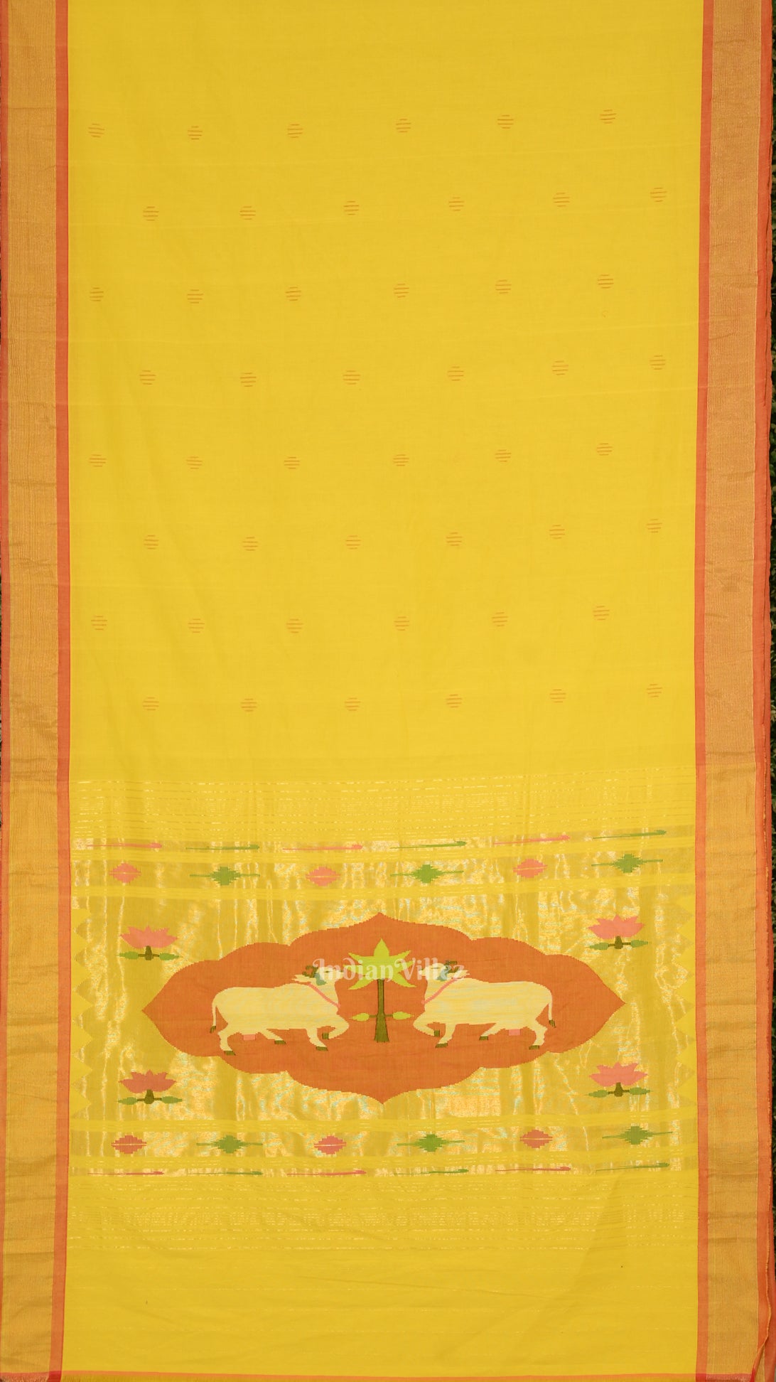 Yellow Rich Pallu Cotton Paithani Saree 