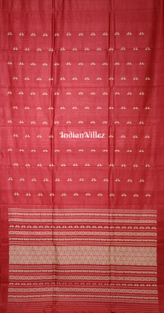 Red Butterfly Theme Gopalpur Tussar Silk Saree 