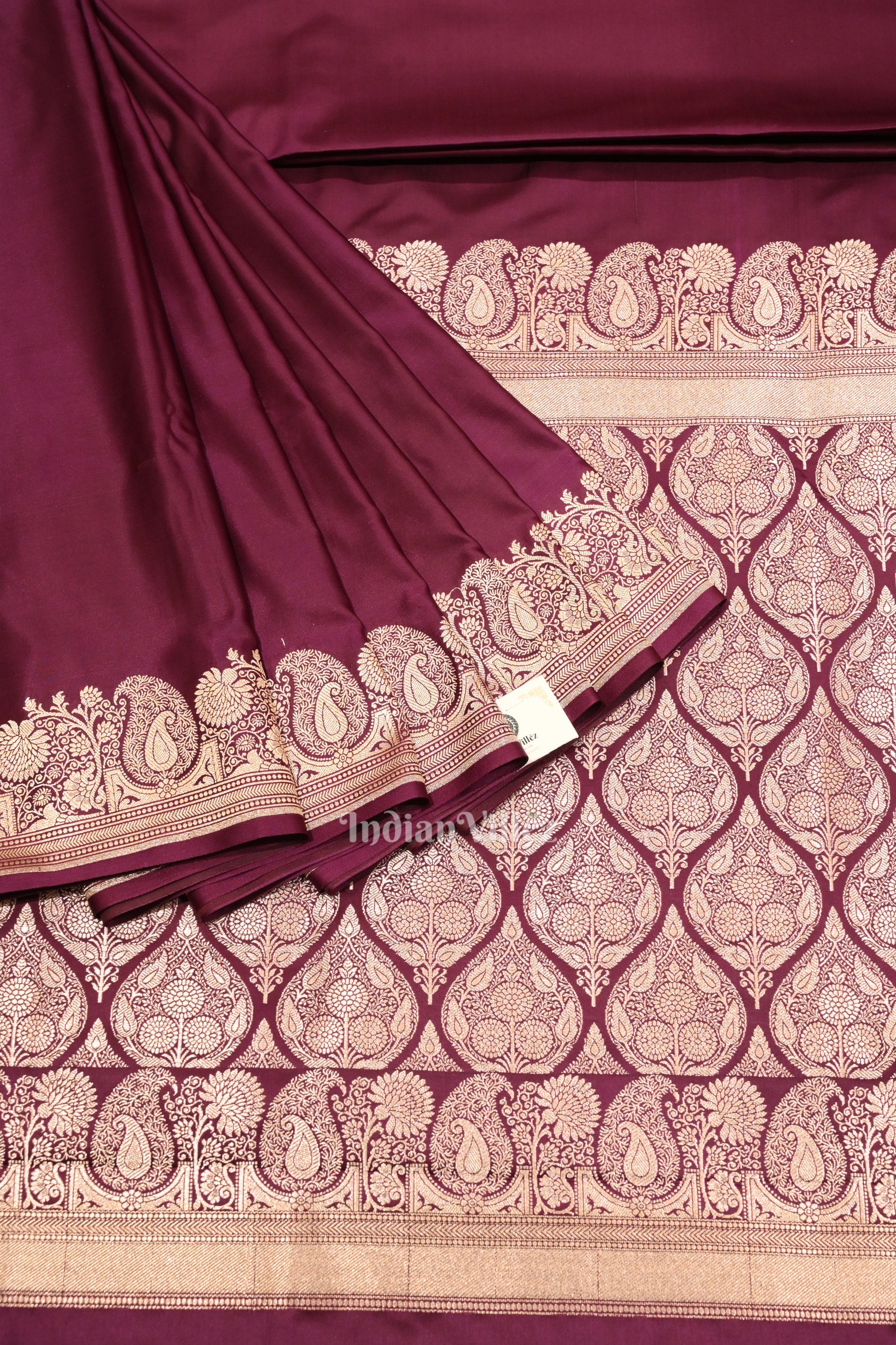 Wine Pure Soft Mashru Satin Silk Banarasi Saree