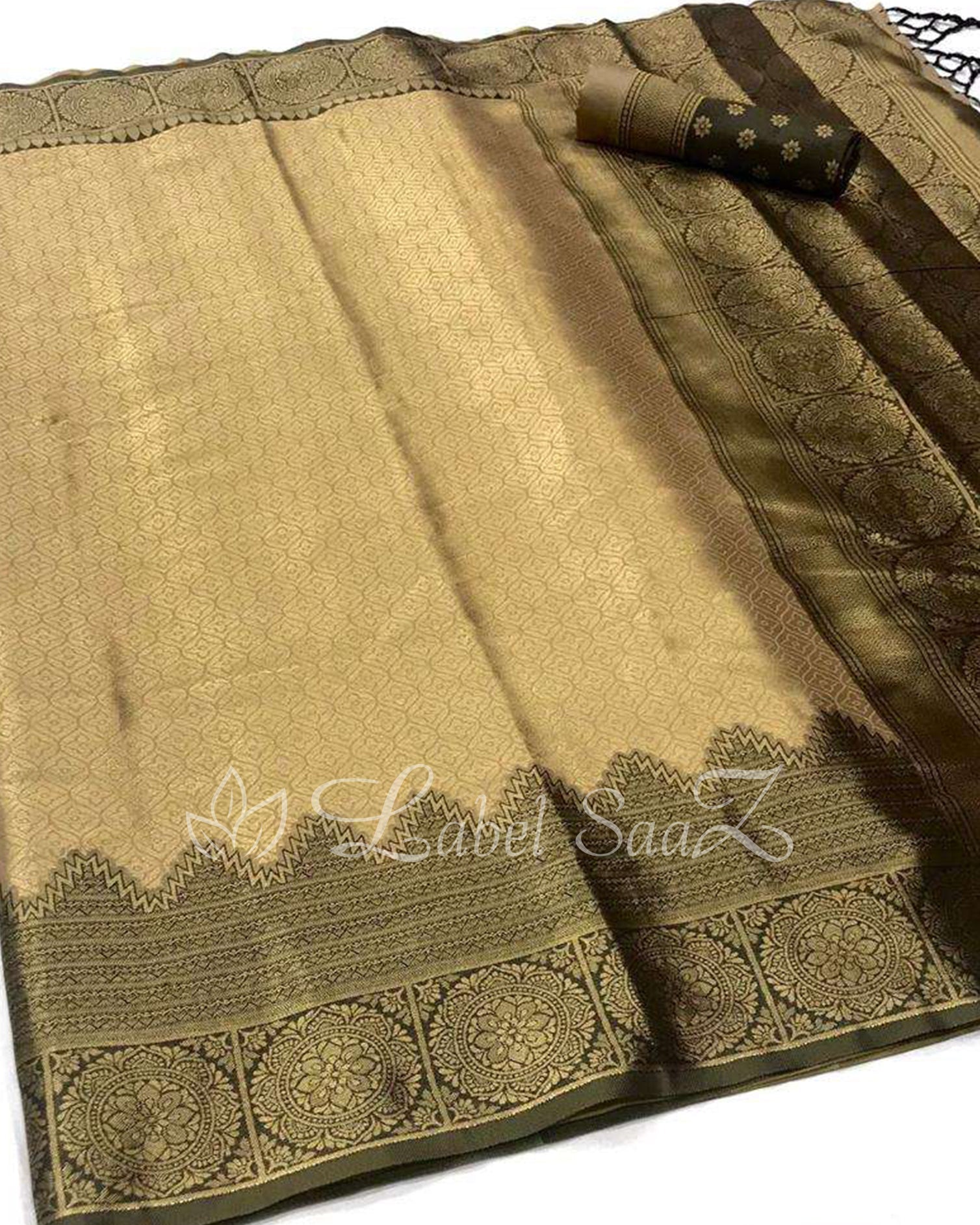 Golden Pure Tissue Kanjivaram Silk Saree - Exclusive Bridal Collection