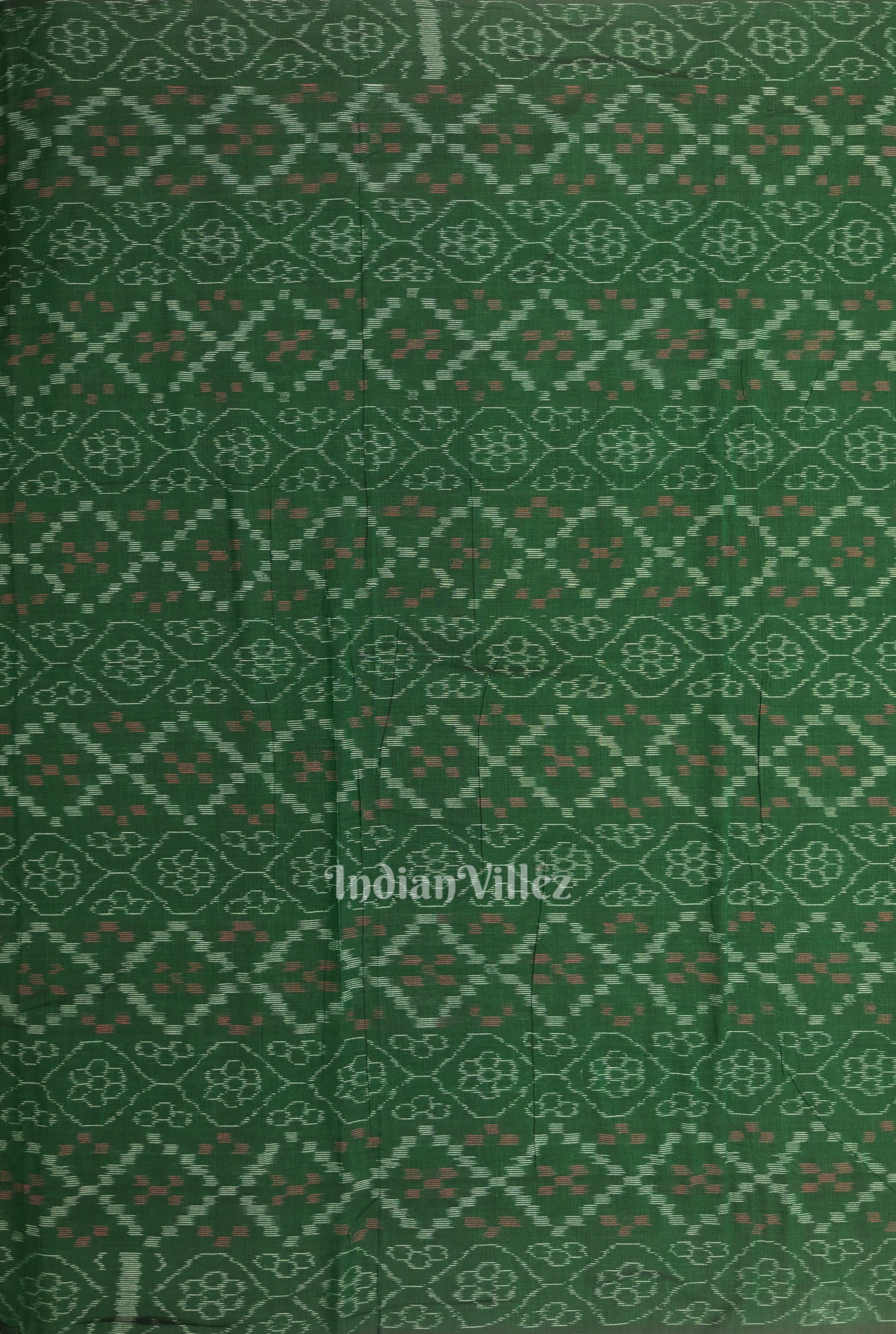 Green Flower Pasapali Sambalpuri Odisha Ikat Cotton Fabric 