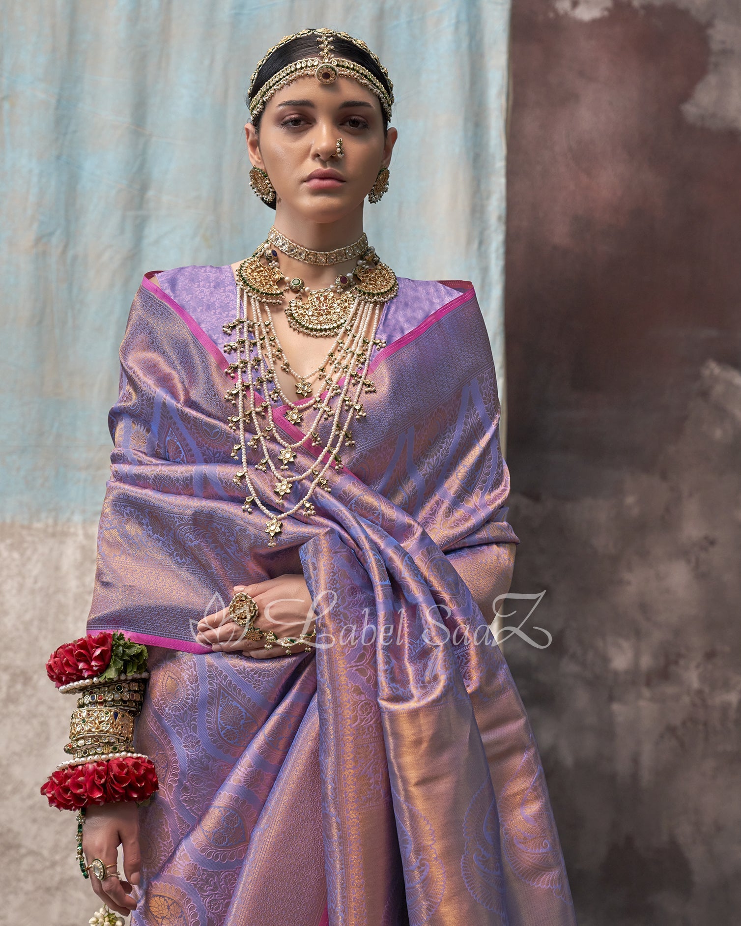 Lavender  Handloom Weaving saree