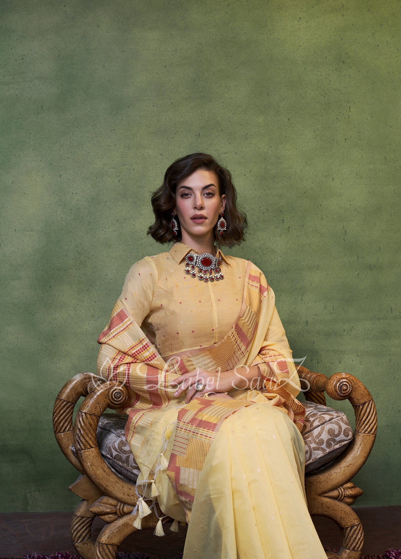 Yellow Spun Handloom Weaving Silk Saree 