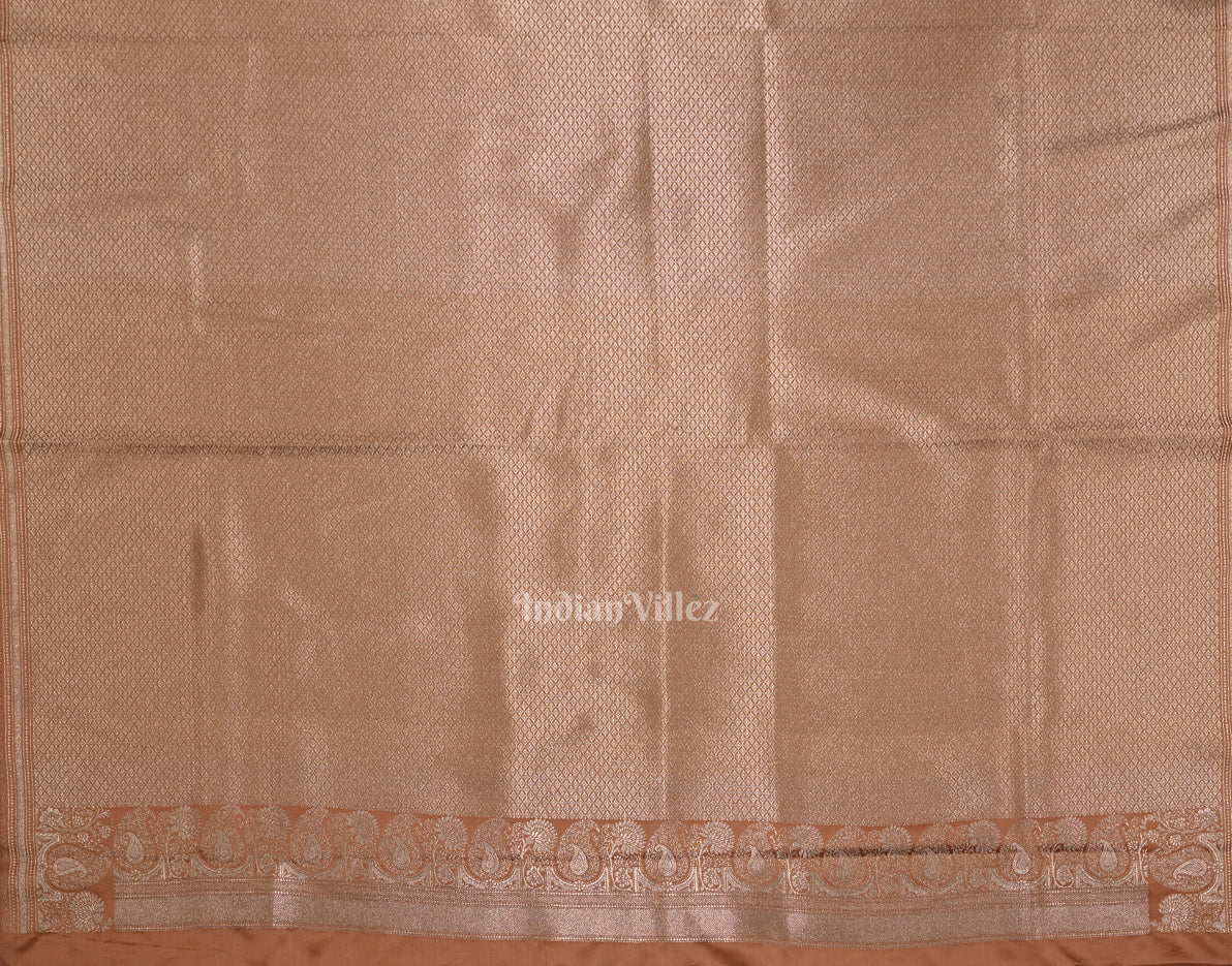Exclusive  Peach  Zariwork Mashru Satin Silk Banarasi Saree 