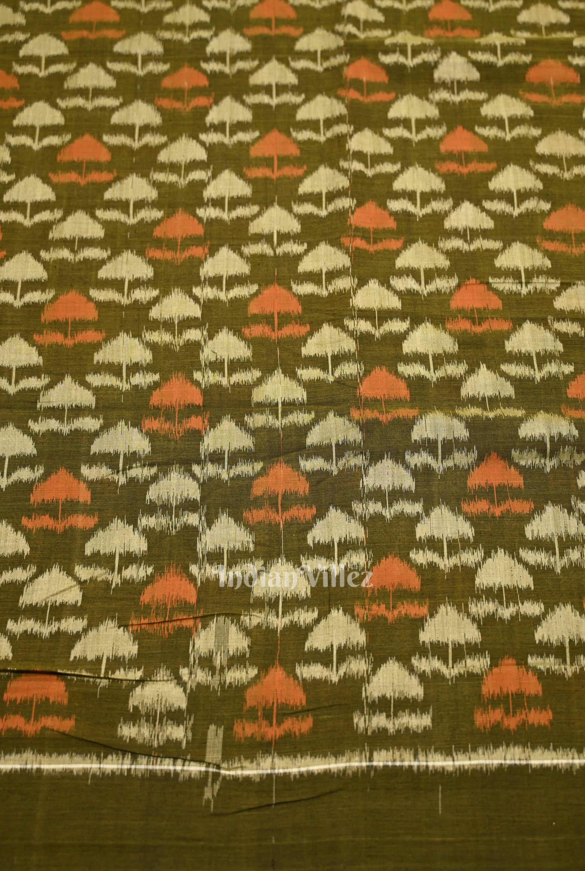 Mehendi Green Sambalpuri Odisha Ikat Cotton Fabric 