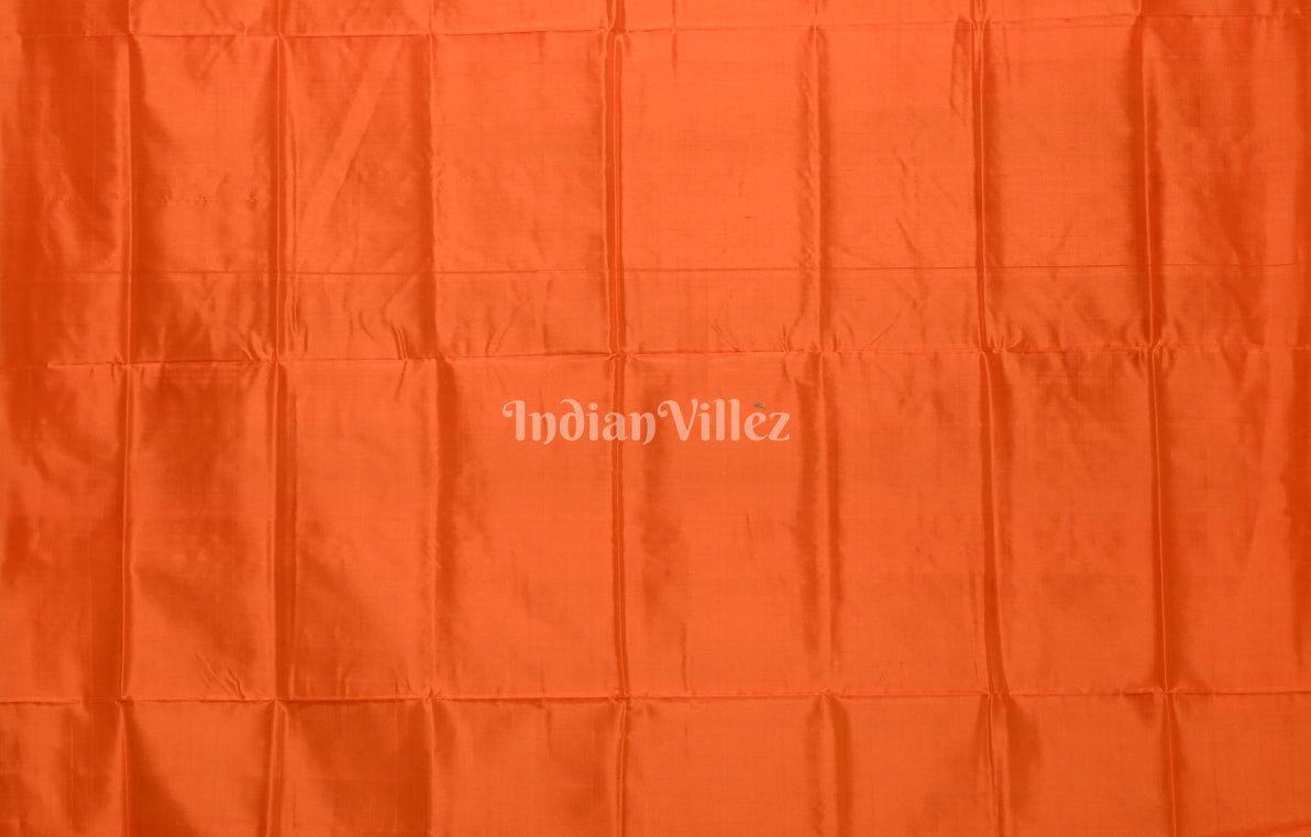 Red Orange Check Odisha Ikat Bomkai Sambalpuri Silk Saree