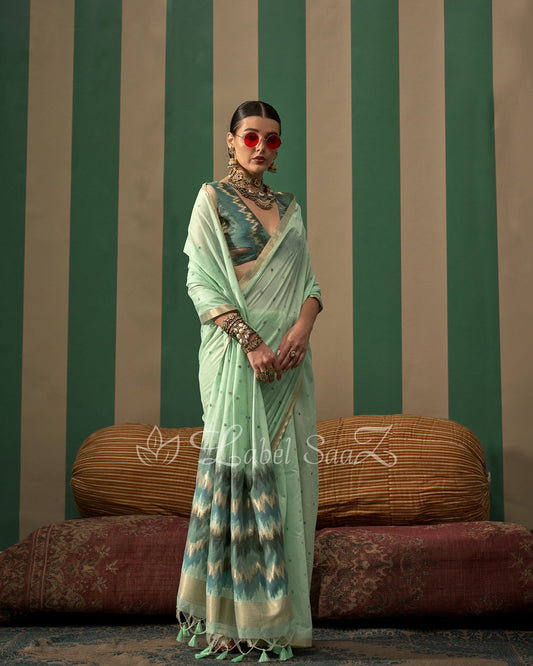 Sky Spun Handloom Weaving Silk Saree
