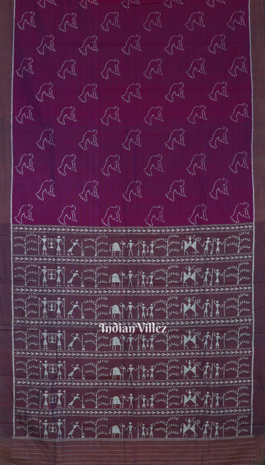 Blueberry Pigeon Odisha Ikat Sambalpuri Pure Cotton Saree