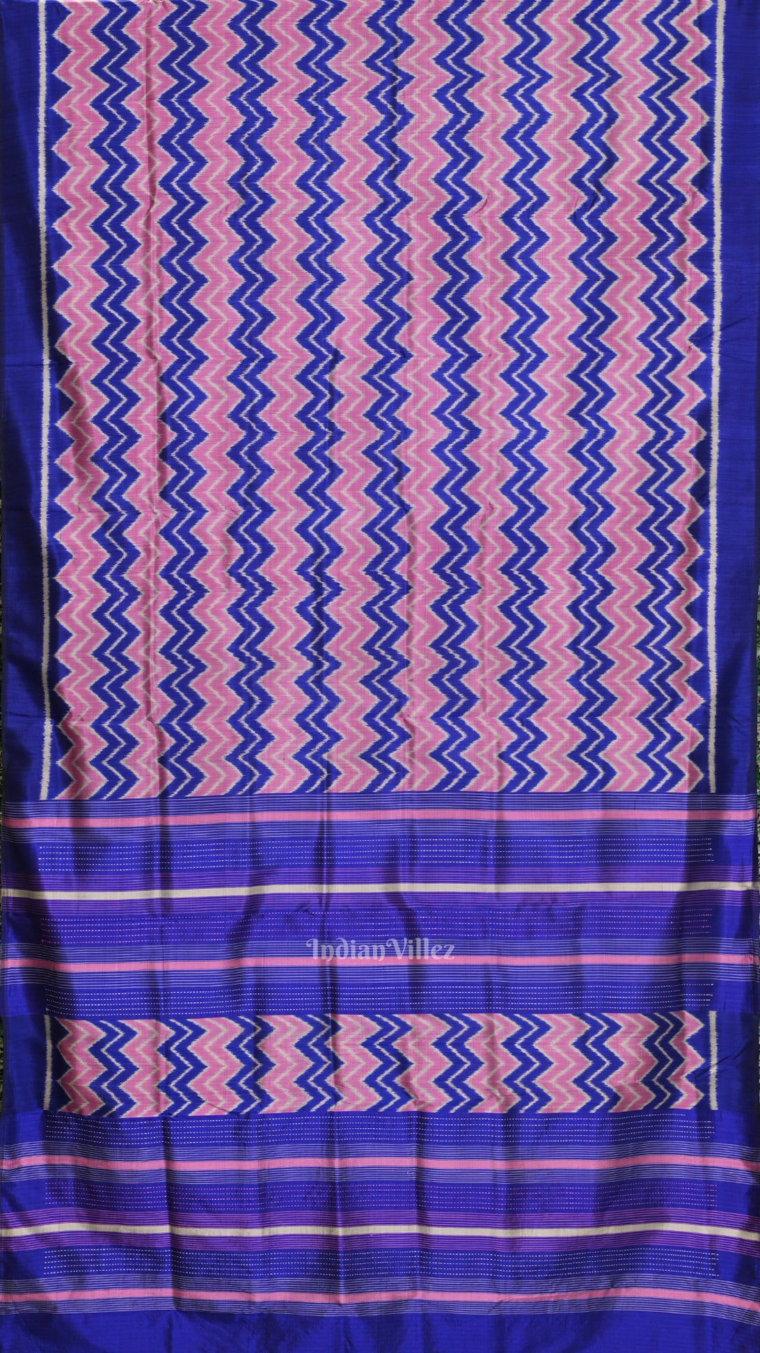 Baby Pink Blue Odisha Ikat Contemporary Designer Saree 