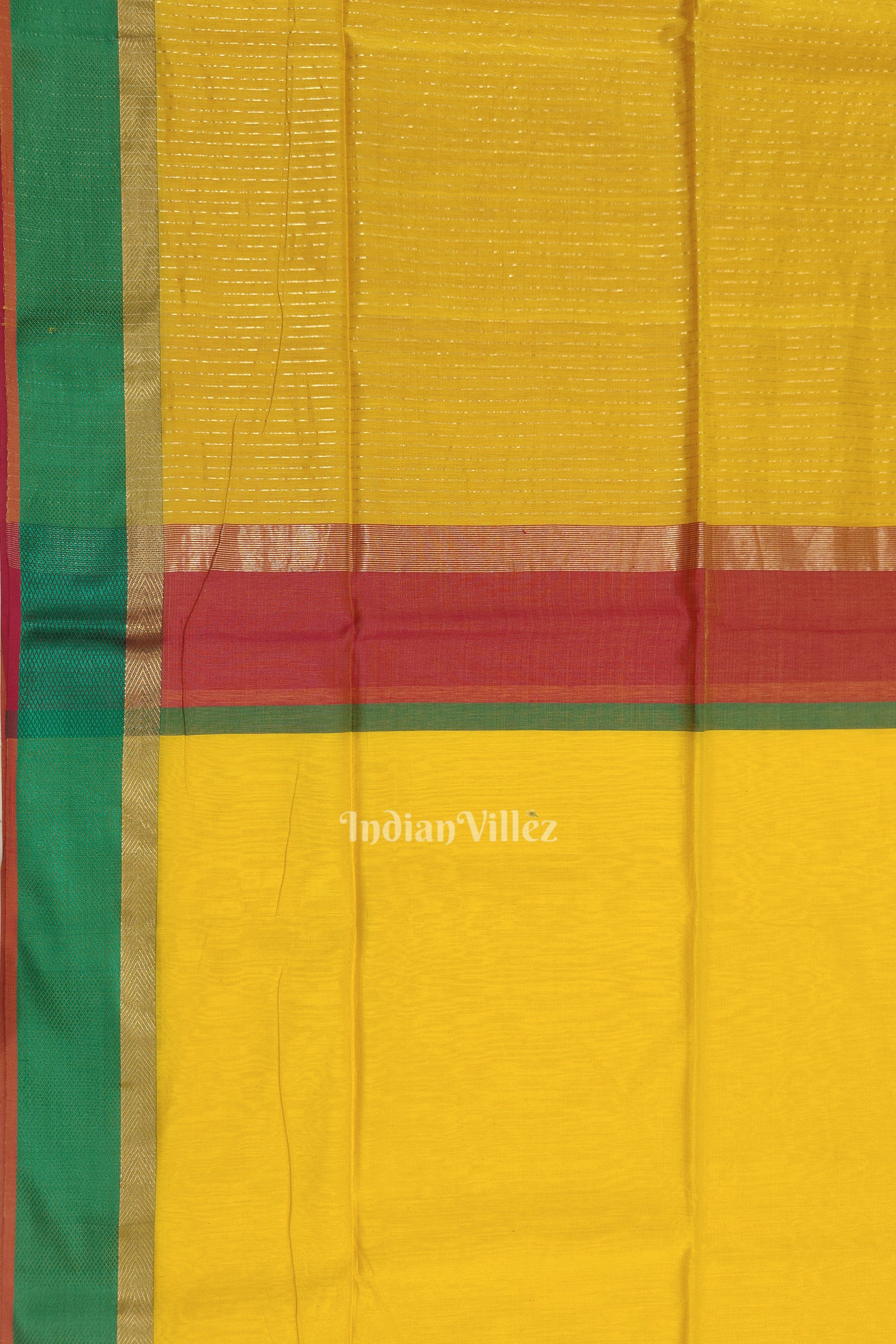 Yellow with Multicolor Pure Silk Cotton Maheshwari Saree