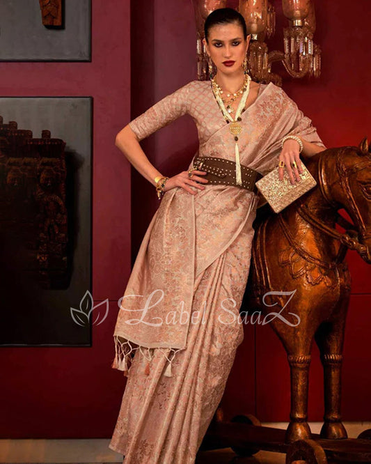 White Floral Zari Tissue Kanjivaram Silk Saree