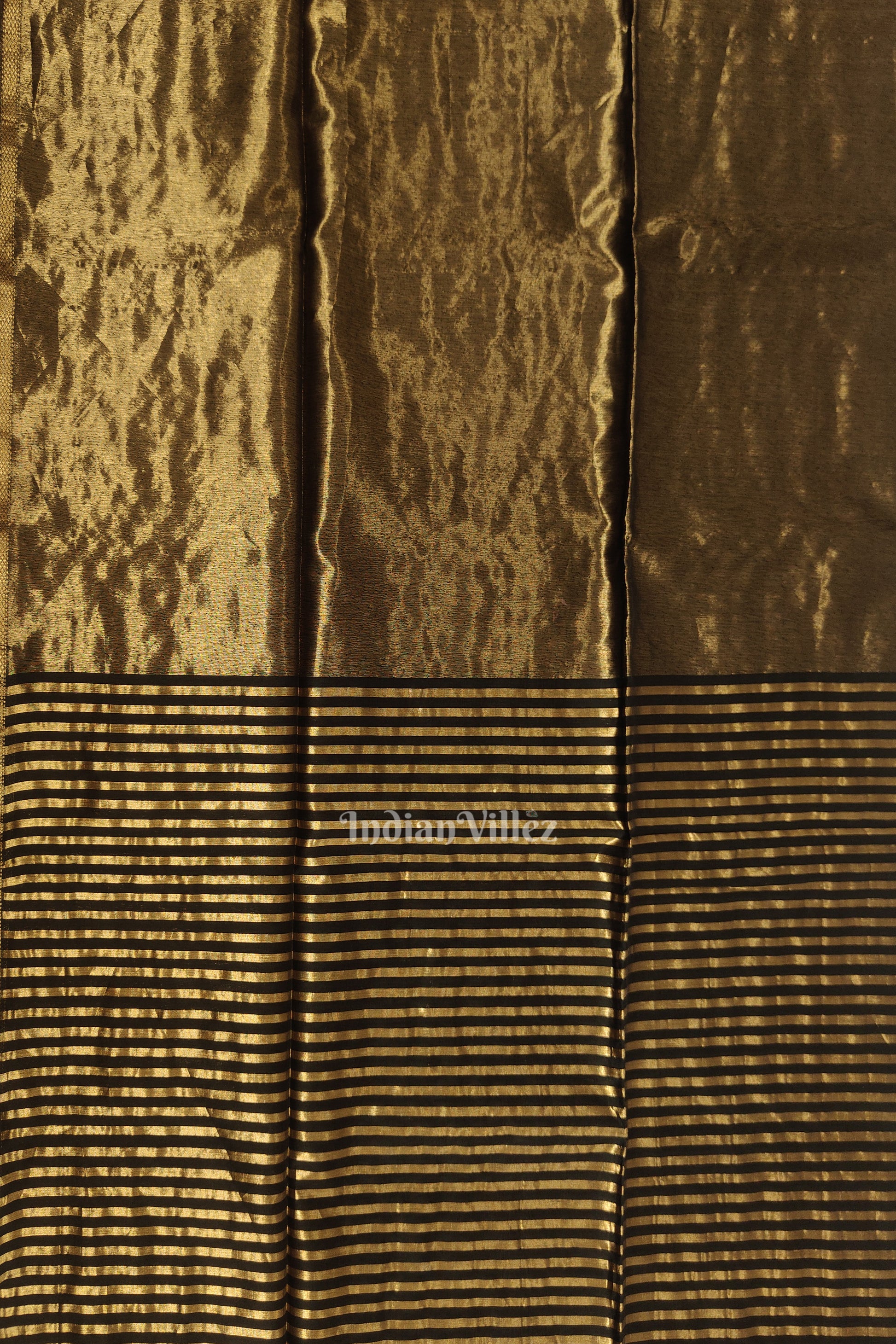 Black Stripped Maheshwari Pure Silk Cotton Maheshwari Saree with Zari Work