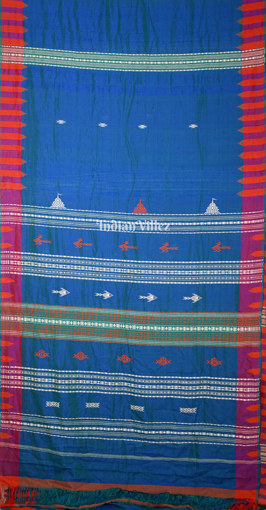 Surf Blue Odisha Handloom Natural Dye Kotpad Tussar Saree