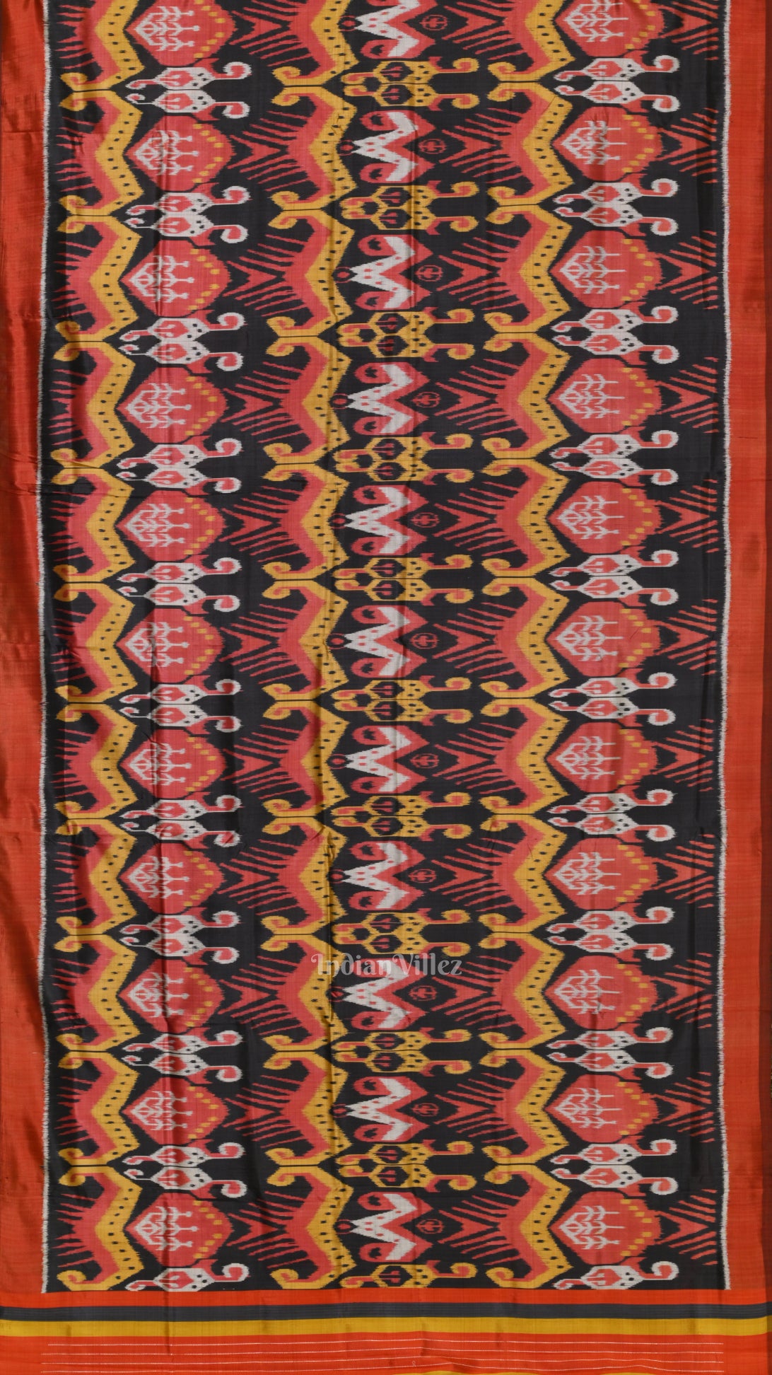 Maroon with Multicolor Cambodian Ikat inspired Contemporary Silk Saree 