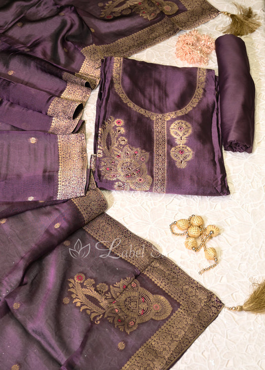 Wine Unstitched Salwar Suit 