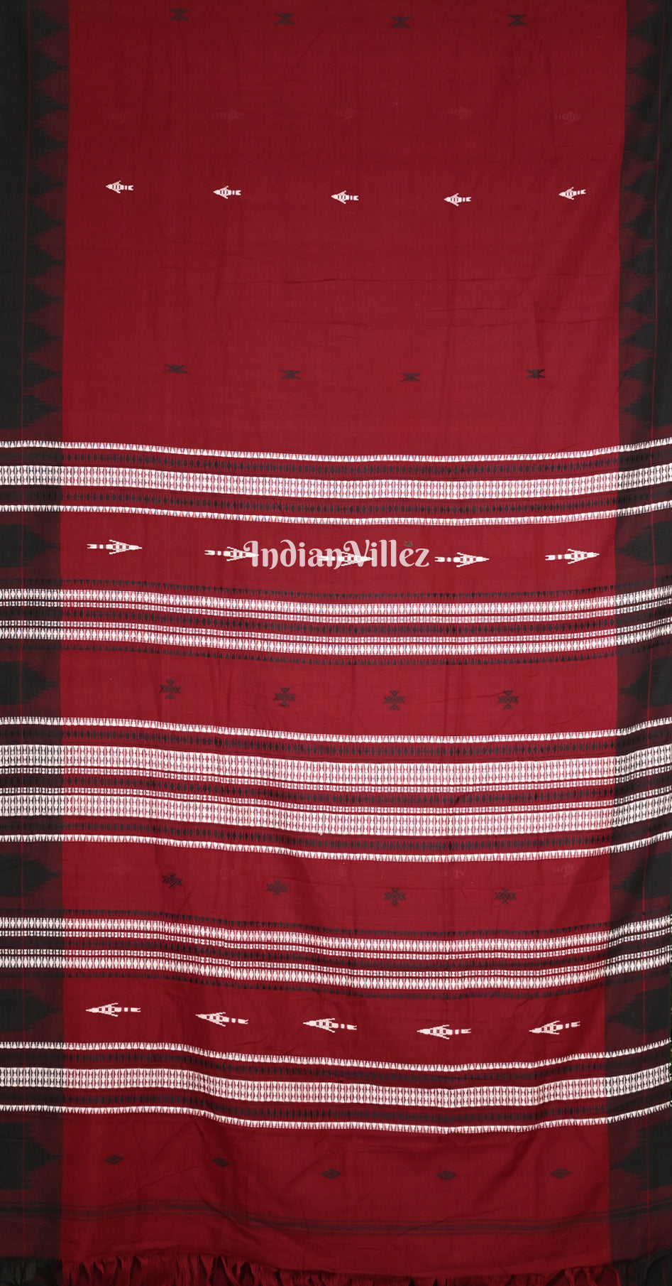 Maroon Black Odisha Handloom Natural Dye Kotpad Cotton Saree 