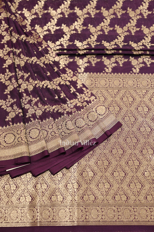 Exclusive Purple Dual Tone Meenakari Mashru Satin Silk Banarasi Saree