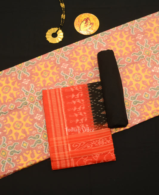 Onion Pink Odisha Ikat Sambalpuri Dress Set & Dupatta
