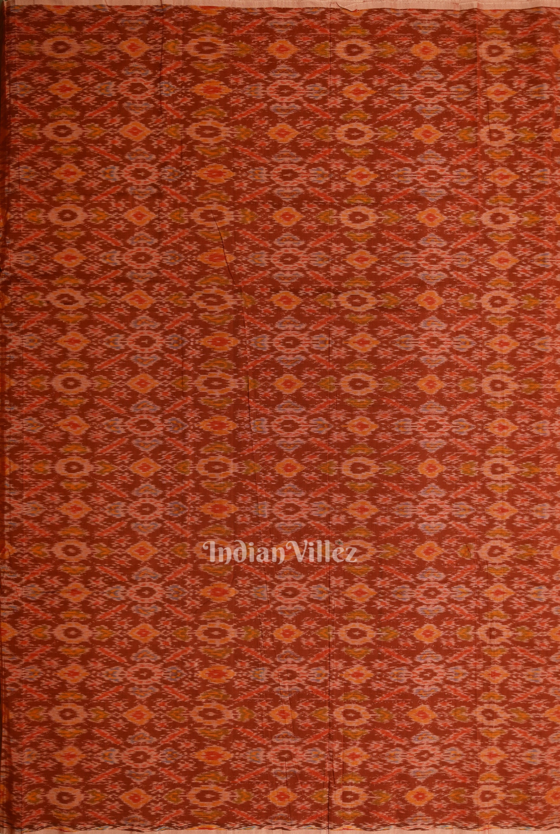 Exclusive Maroon Pochampally Ikat Silk & Cotton (Sico) Fabric 