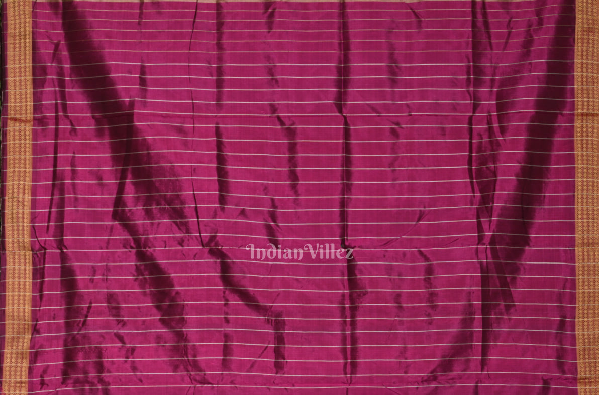 Magenta Pink Cambodian Inspired  Odisha Ikat Sambalpuri Silk Saree 
