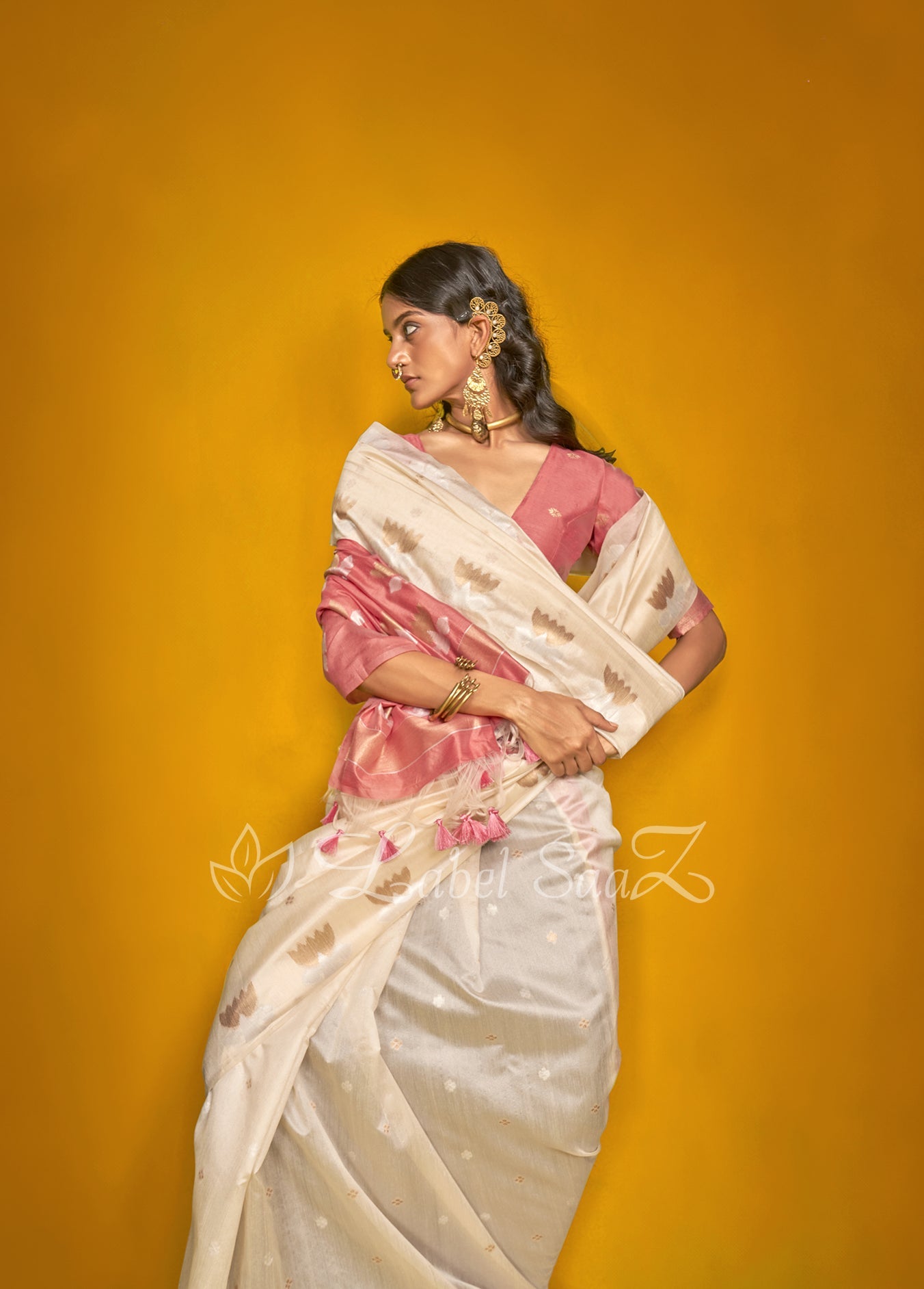 White Lotus Handloom Weaving Silk Saree 