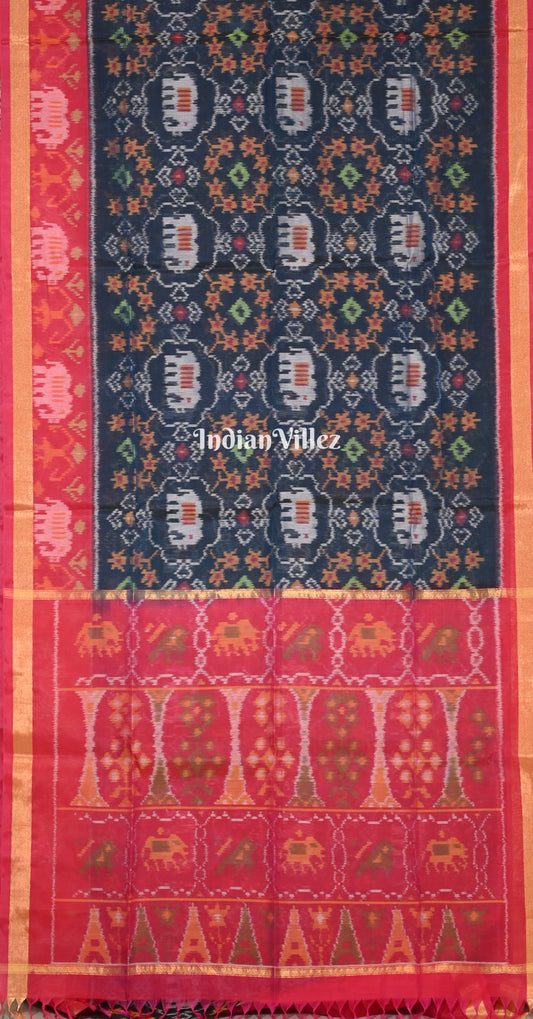 Blue Rani Pink Pochampally Ikat (Sico) Saree