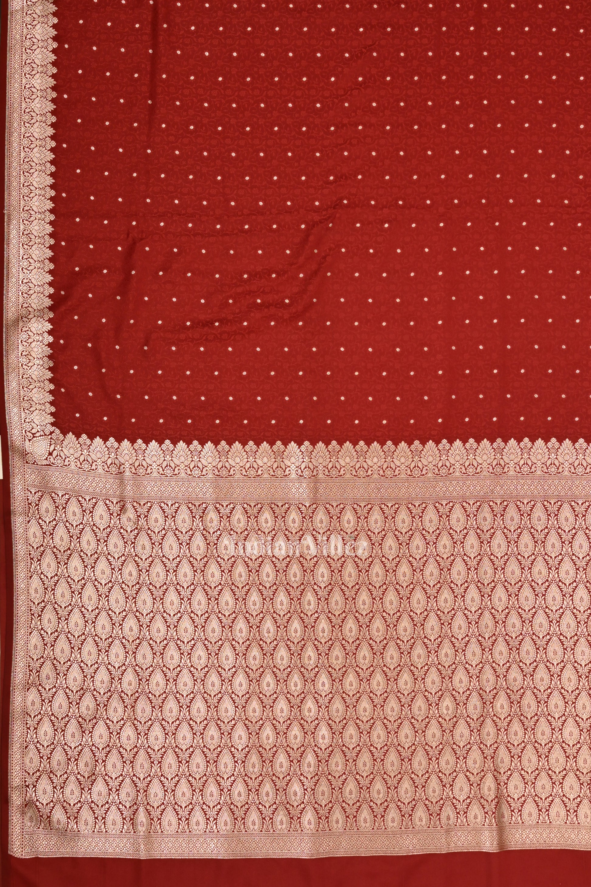 Exclusive Bright Maroon Meenakari Mashru Satin Silk Banarasi Saree