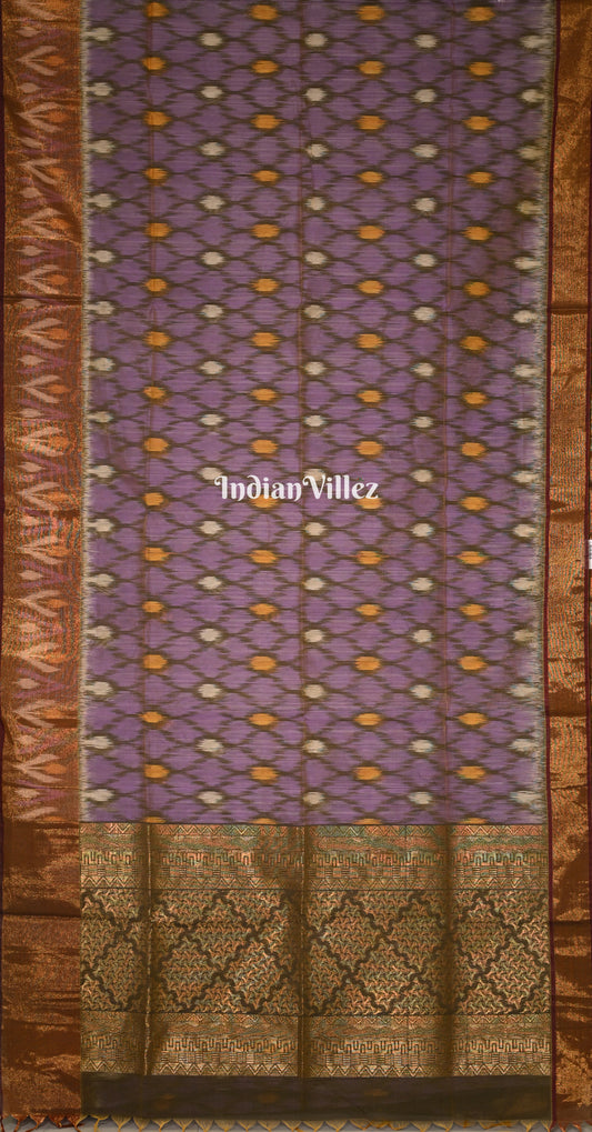 Purple Black Pochampally Ikat Silk Cotton (Sico) Saree