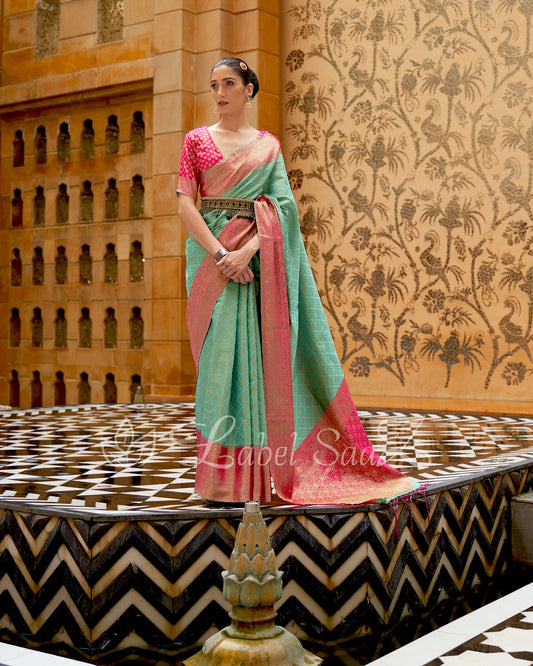 Sea Green Pure Tissue Kanjivaram Silk Saree - Exclusive Bridal Collection