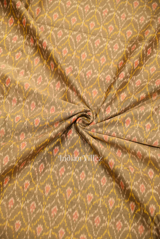 Brownish Gray Pochampally Ikat Silk Cotton Fabric 
