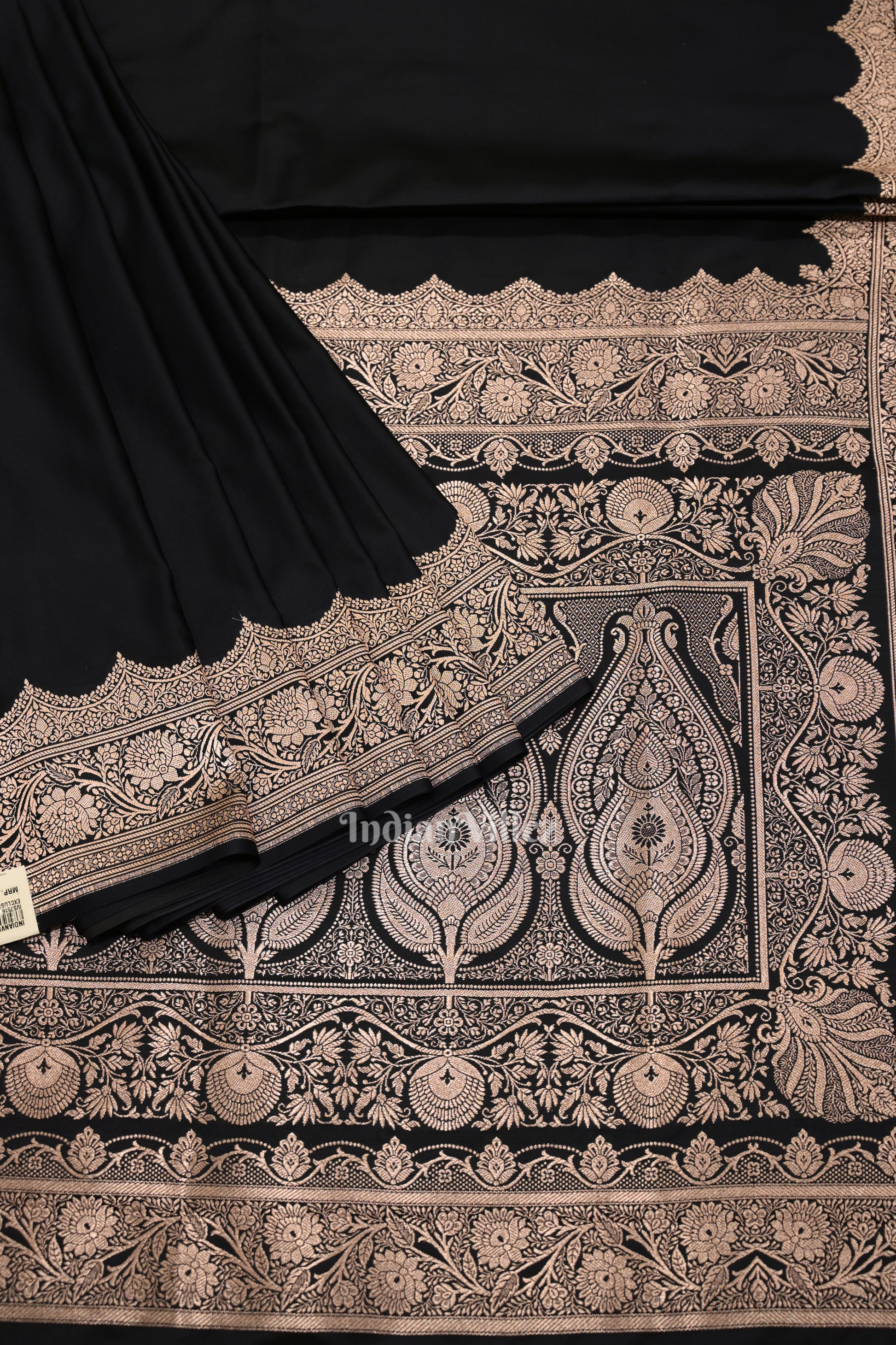 Exclusive Black Pure Soft Mashru Satin Silk Banarasi Saree 