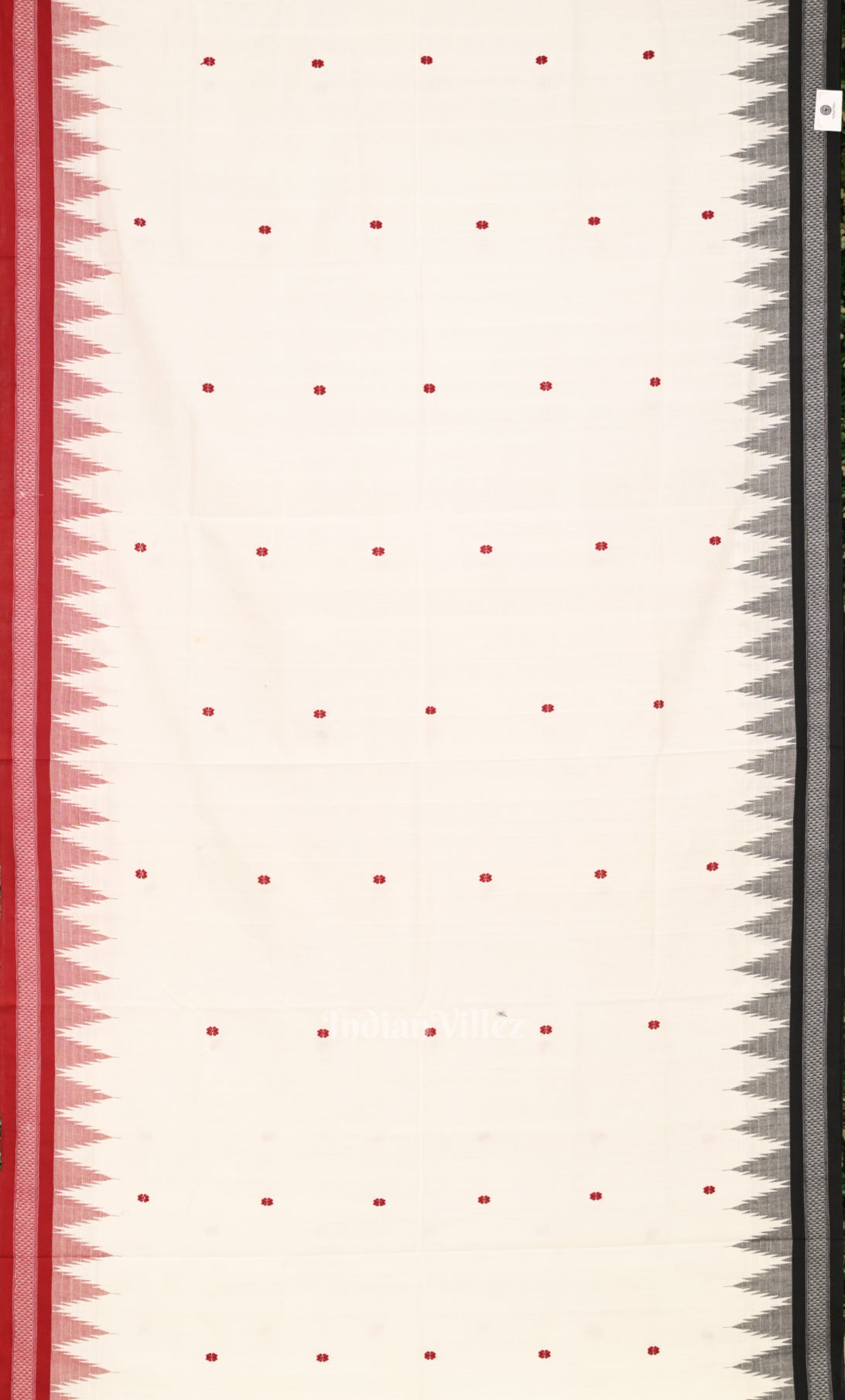 White Handwoven Original Ganjam Bomkai Cotton Saree
