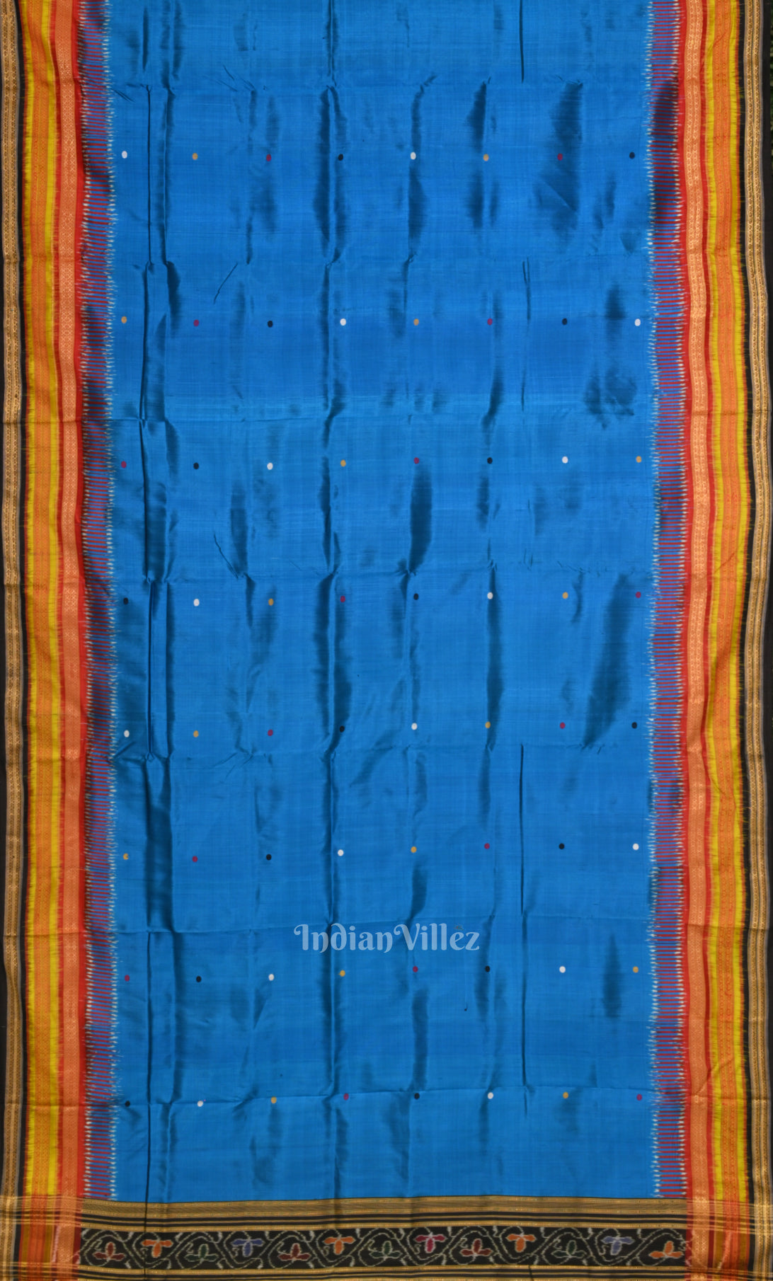 Blue Black Kathiphera Khandua Silk Saree with Doli Barat Anchal