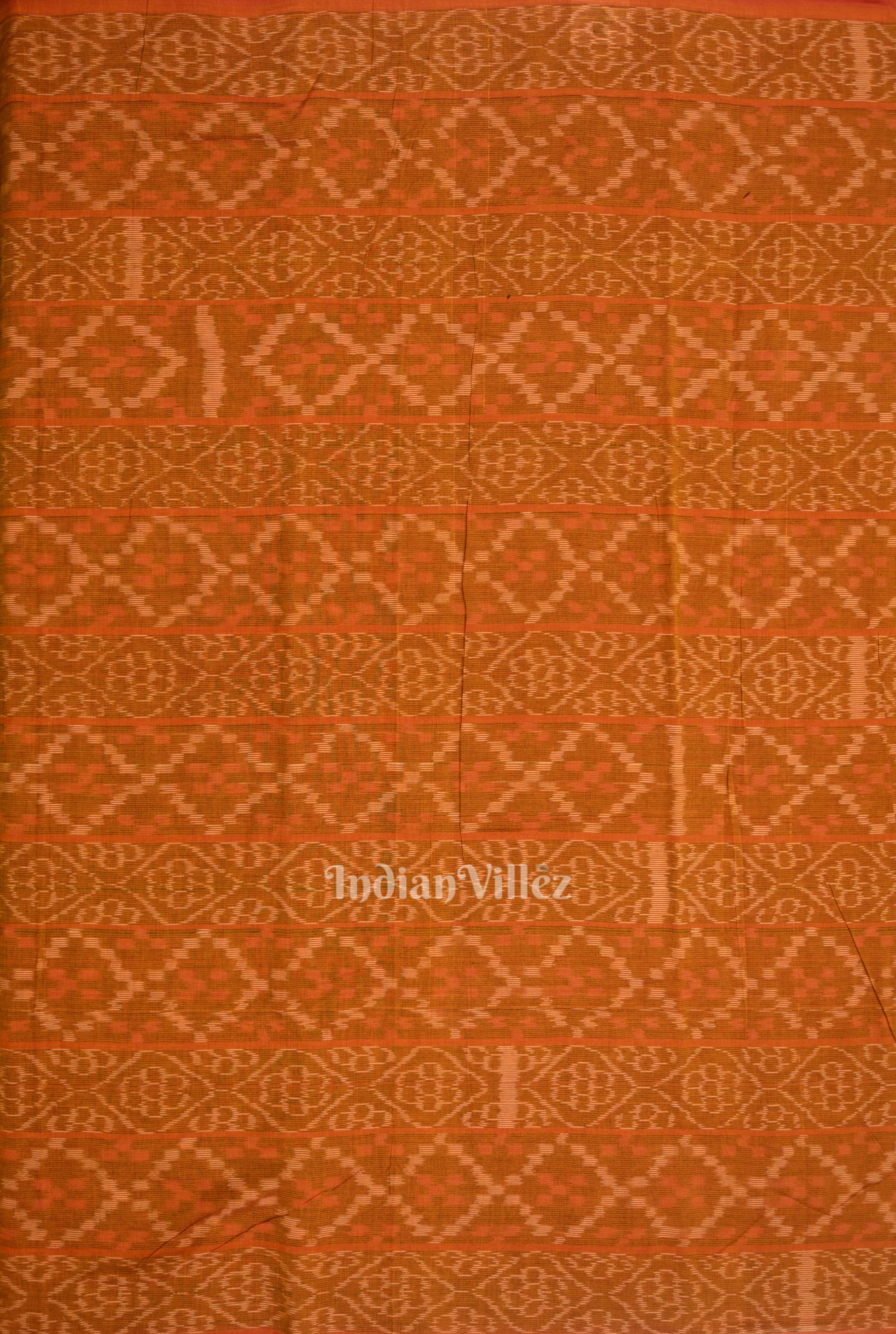 Orange Flower Pasapali Sambalpuri Odisha Ikat Cotton Fabric 
