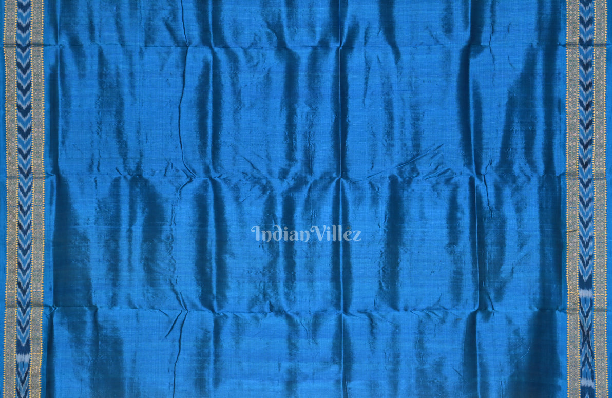 Cream Blue Buti Design Odisha Ikat Khandua Silk Saree 