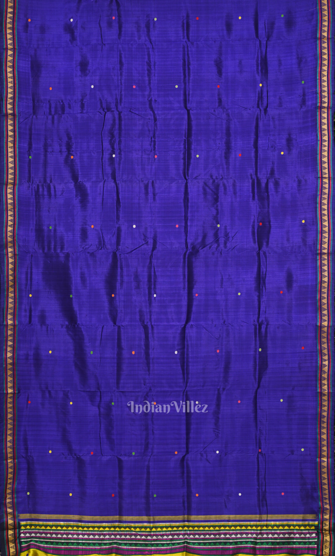 Blue Yellow Odisha Ikat Contemporary Silk Saree with Dongaria Anchal  