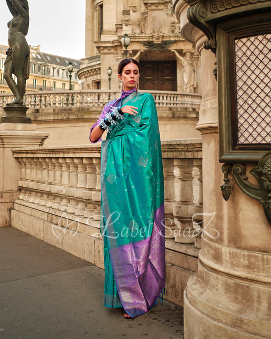 Rama Violet Kanjivaram South Soft Silk Saree