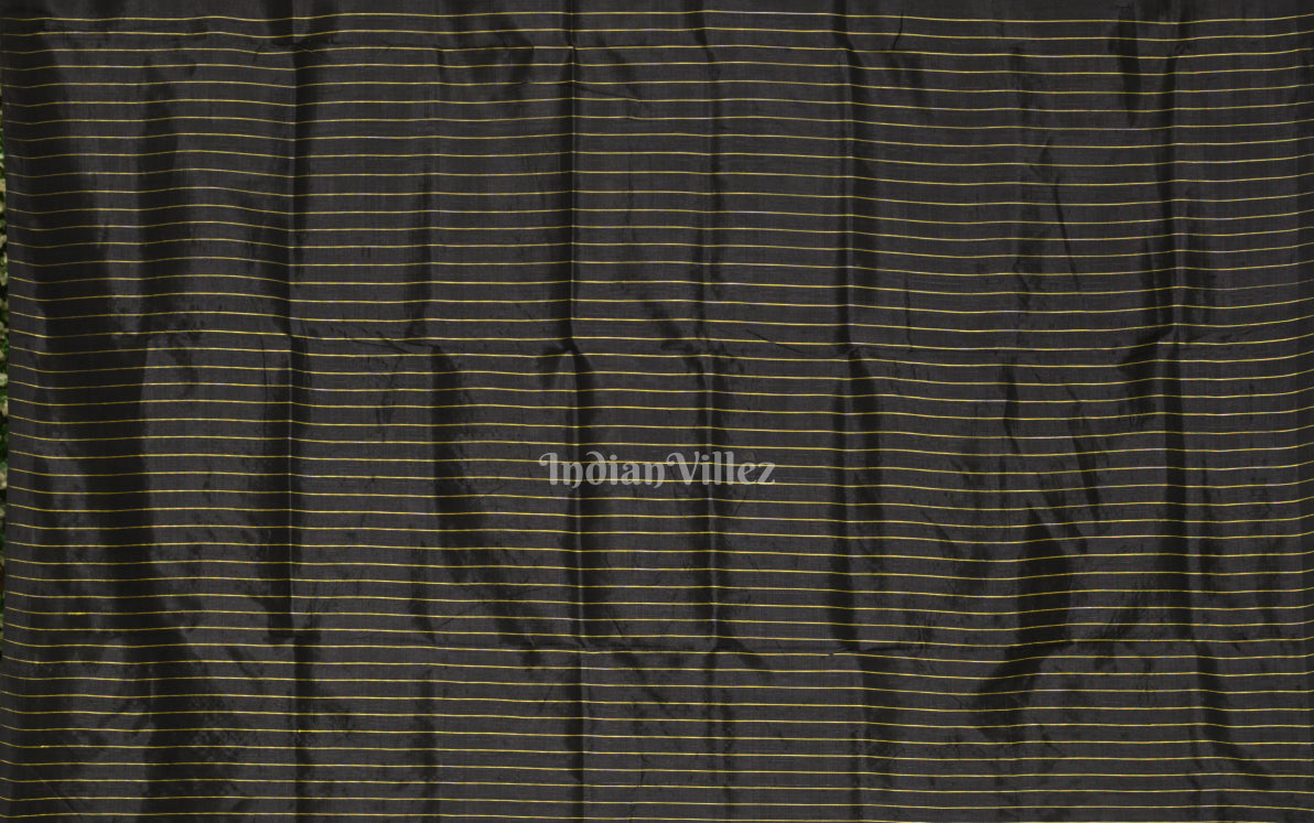 Black Neon Yellow Odia Barnamala Contemporary Silk Saree with Tribal Anchal