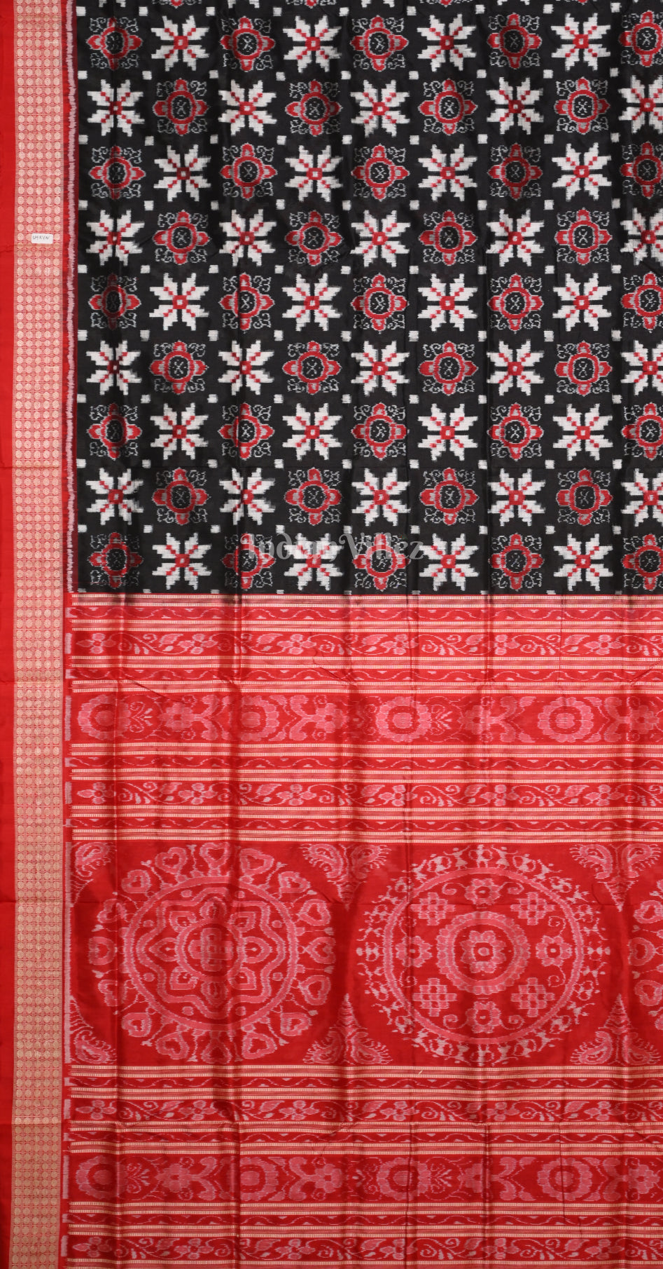 Black Red Telia Rumal Odisha Ikat Sambalpuri Silk Saree