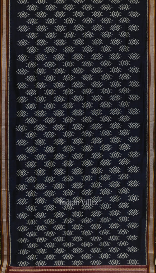 Navy Blue with Maroon Odisha Ikat Contemporary Silk Saree