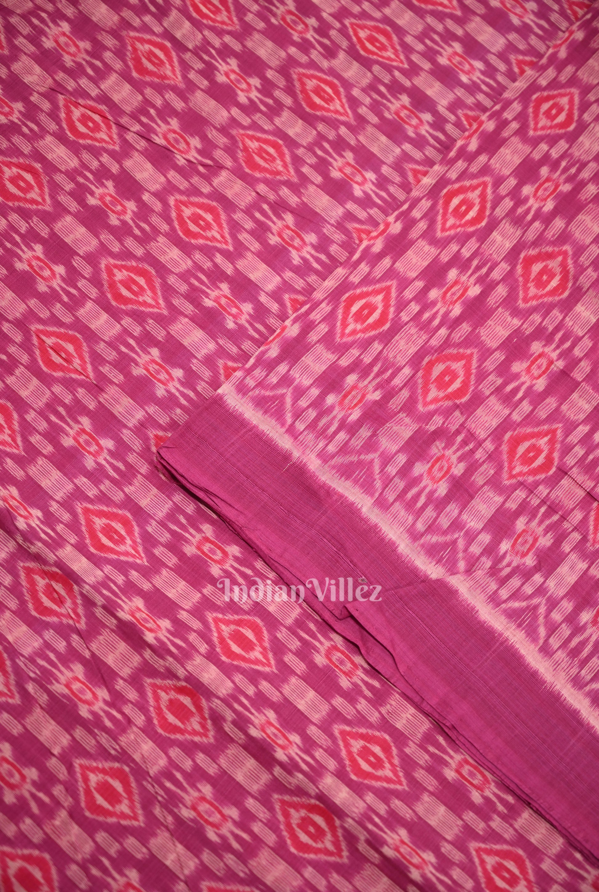  Rani Pink Sambalpuri Ikat Cotton Fabric 