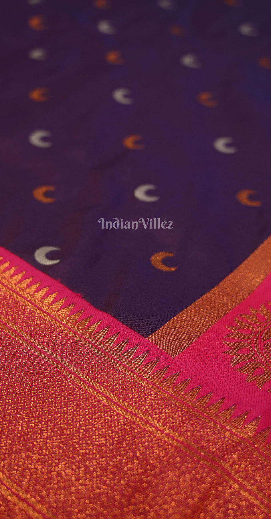Purple Pink Chandrakor Woven Zari Paithani Silk Saree