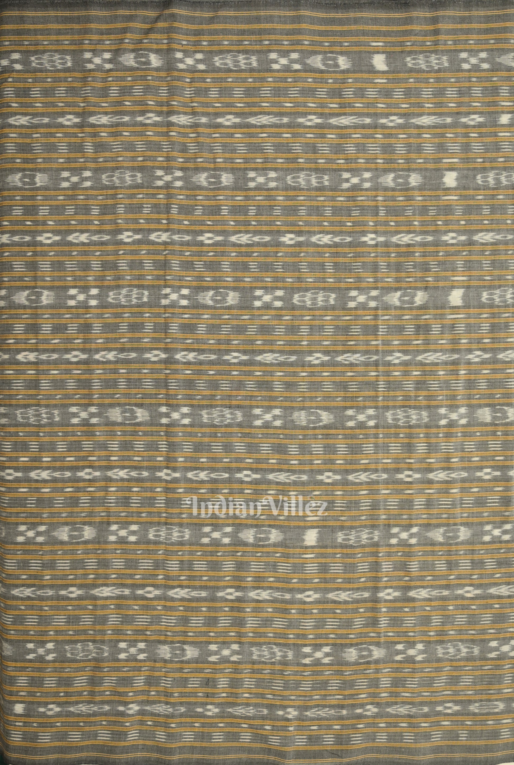 Cement Gray Sambalpuri Odisha Ikat Cotton Fabric 