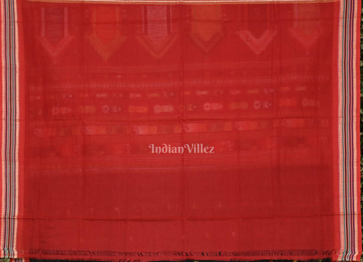 Black Red Dolabedi Sambalpuri Ikat Cotton Saree