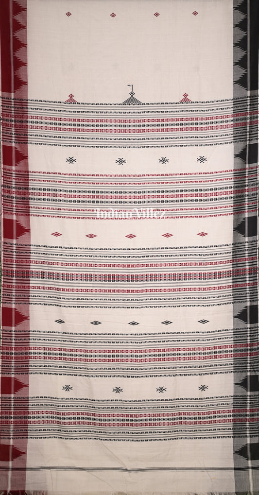 White Maroon Odisha Handloom Natural Dye Natural Dye Kotpad Cotton Saree
