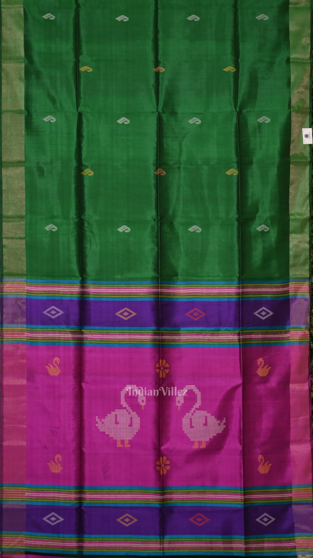 Green Pink Pure Bishnupuri Silk Saree 