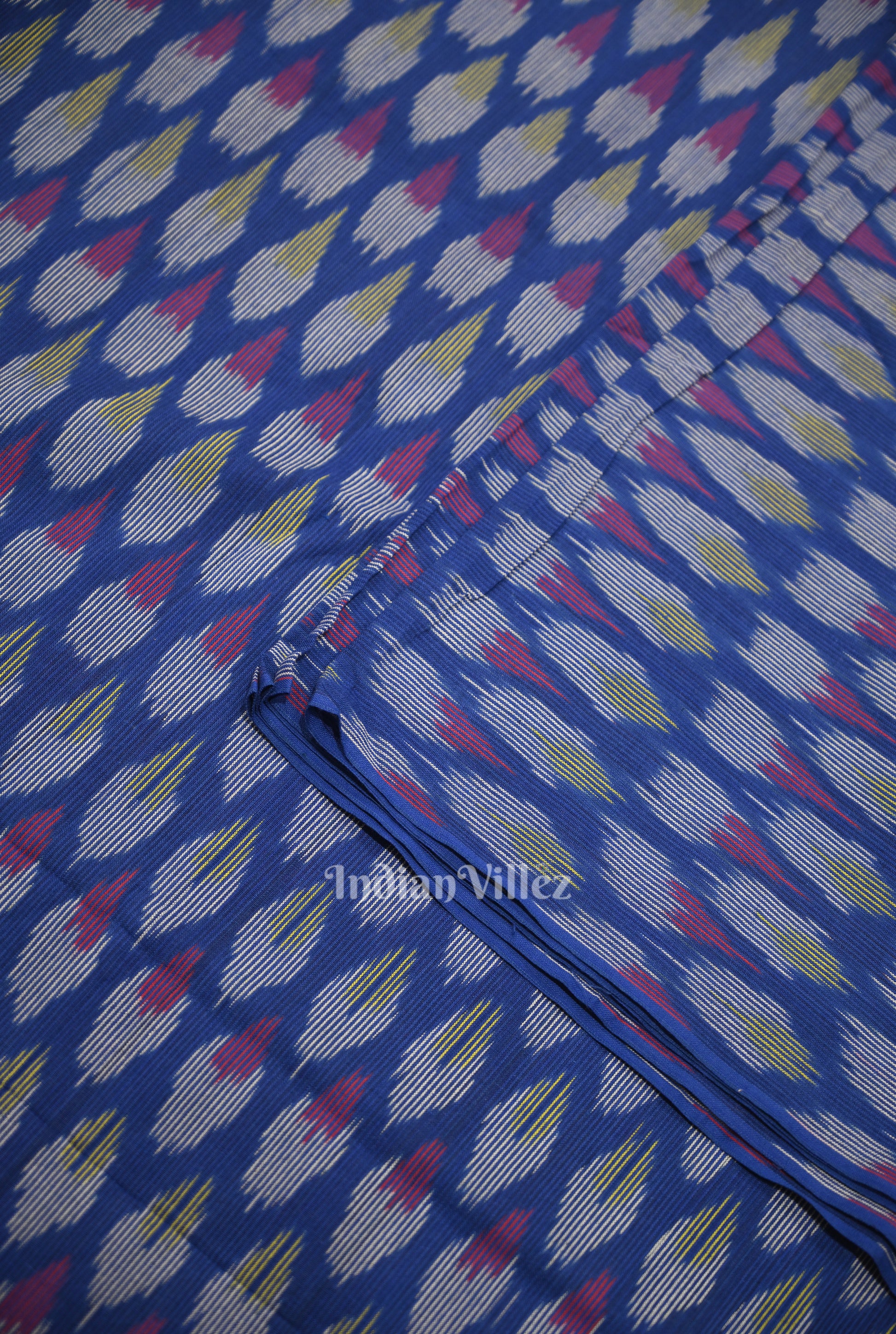 Deep Royal Blue Pochampally Ikat Cotton Fabric