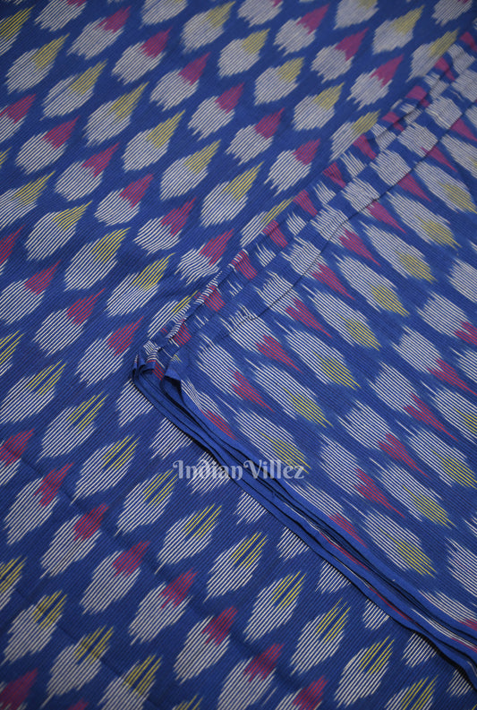 Deep Royal Blue Pochampally Ikat Cotton Fabric