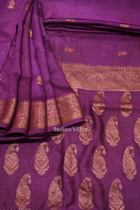  Purple Tussar Banarasi Saree 