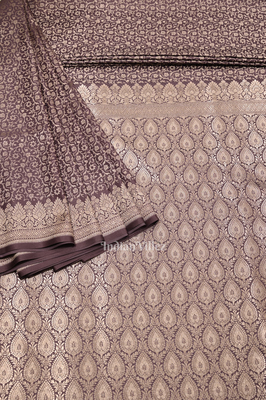 Lavender Meenakari Mashru Satin Silk Banarasi Saree